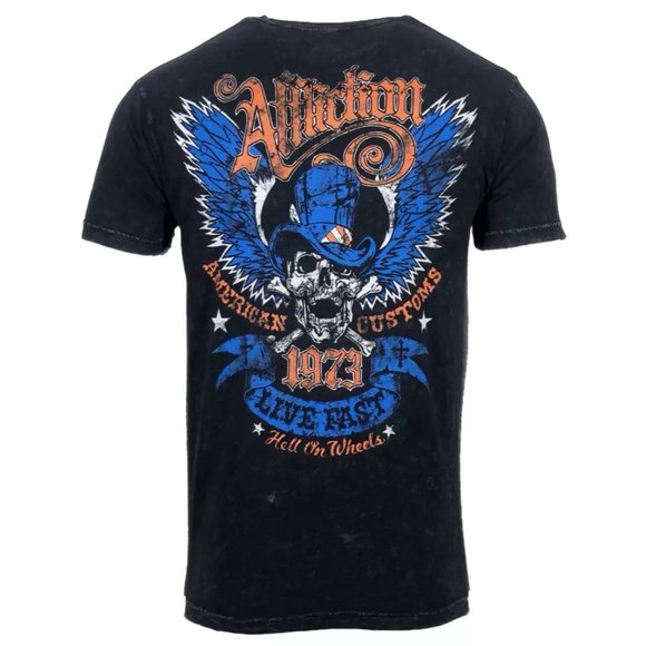 Affliction Other - AFFLICTION STRAIGHT SIX Men's T-shirt BLACK LAVA